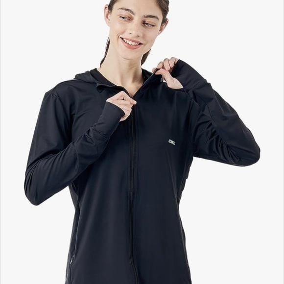 NWT medium Black UPF 70+ Sun Protection Hoodie Long Sleeve Sweater zip up - Picture 12 of 13